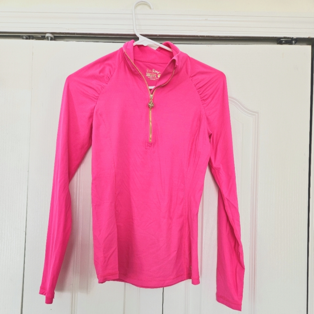 Lilly Pulitzer Pink Quarter-Zip  UPF 50+ Luxletic Justine Pullover XS.